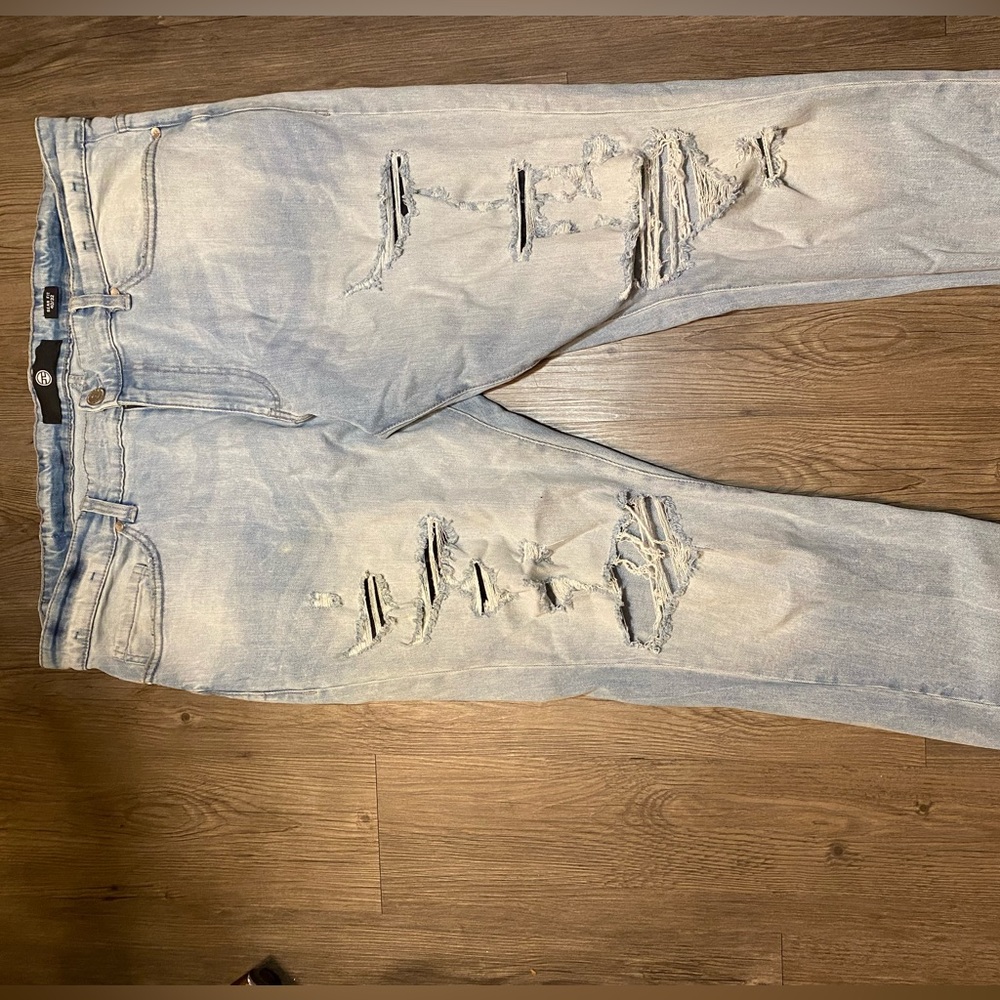 Ripped blue jeans